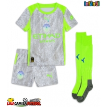 Camisa de Futebol Manchester City Jeremy Doku #11 Equipamento Alternativo Infantil 2025-26 Manga Curta (+ Calças curtas)